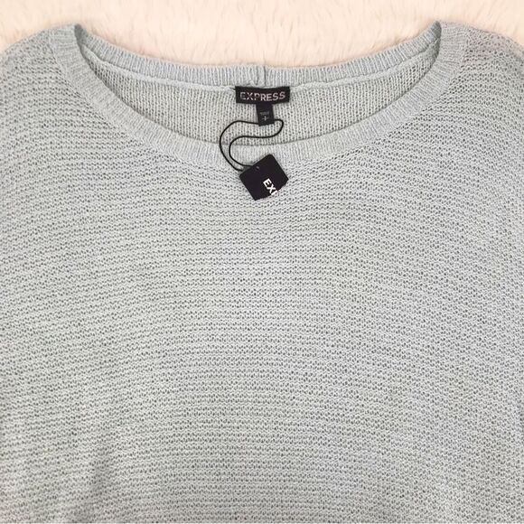 EXPRESS Light Blue Green Cutout Sleeve Sweater Pastel Spring Size Small New - Picture 5 of 13